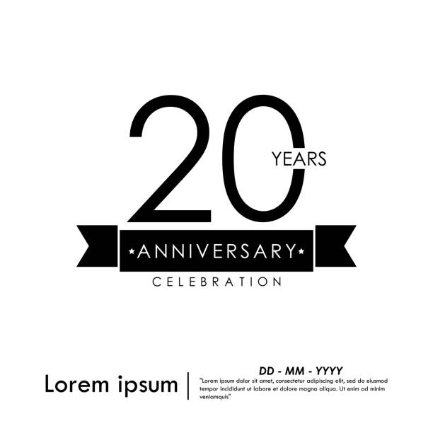 20 годовщина празднования логотип с черно-белой печатью изолированы, вектор иллюстрации шаблон дизайн для веб-, листовки, листовки, брошюры,  - crown black banner white stock illustrations