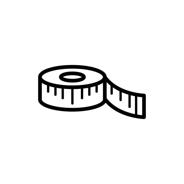 테이프 아이콘 측정 - tape measure measuring length vector stock illustrations