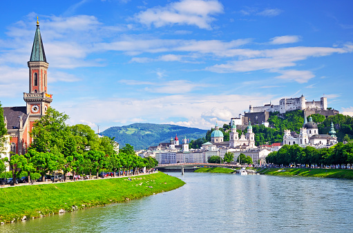 View of Salzburg with the Fortress Hohensalzburg in the background, Austria