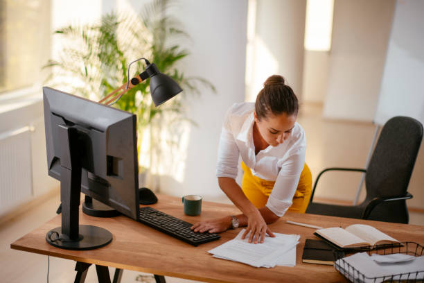 istock Beautiful businesswoman working in office. 1216532780