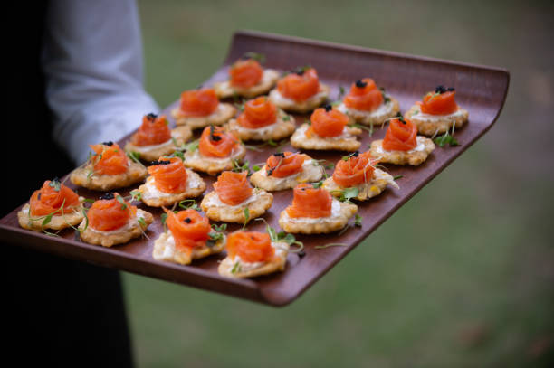 Salmon Appetisers canapes ready to be served