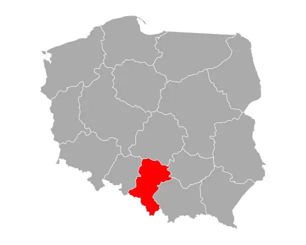 Vector illustration of Map of Slaskie in Poland