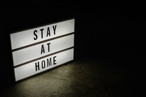 istock cinema Lightbox  stay at home word for protect coronavirus content. 1216534384