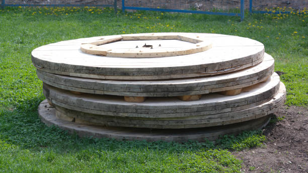 istock wood ring on grass in park 1216536447