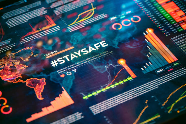 istock #staysafe. Stay safe hashtag close-up on digital display 1216541845