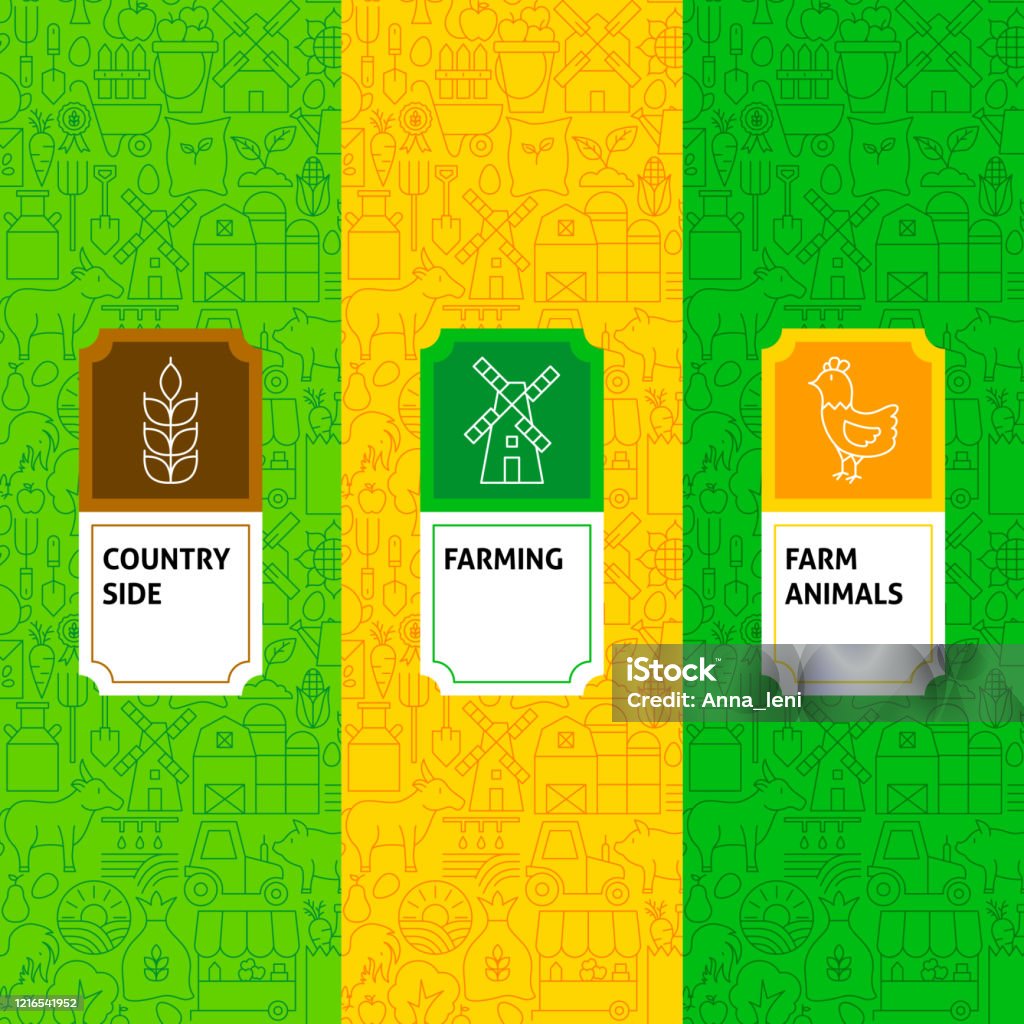 Farm Row Labels Line Farming Package Labels Stock Illustration - Download Image Now ...