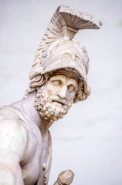 statue der italienischen florentiner renaissance: patroclus und menelaus - palazzo vecchio piazza della signoria florence italy italy stock-fotos und bilder