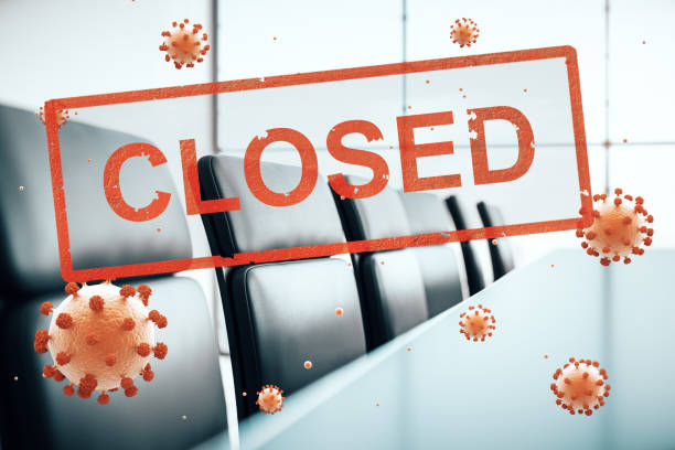 istock Concept empty corporate office closed for quarantine due to coronavirus, COVID-19 1216542792