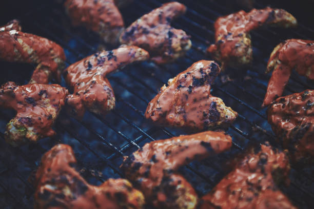 istock High Angle View Of Meat On Barbecue Grill 1216549025
