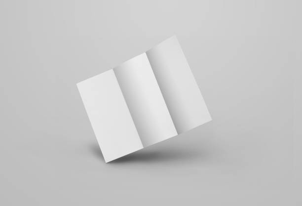istock Mockup of a white open standing trifold, isolated on gray background, rear view. 1216551585