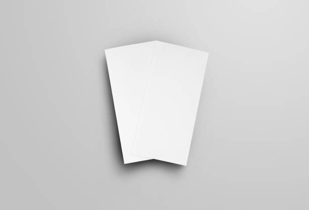 istock Template of paper folded leaflets, with realistic shadows, standard size, isolated on a gray background. 1216551604