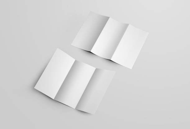 istock Template of open diogonal leflets, brochures with roll fold with realistic shadows, isolated on background, front, back view. 1216551641