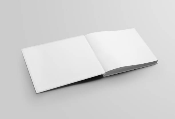 istock Mockup of white open book, first hardcover spread, isolated on background. 1216552707