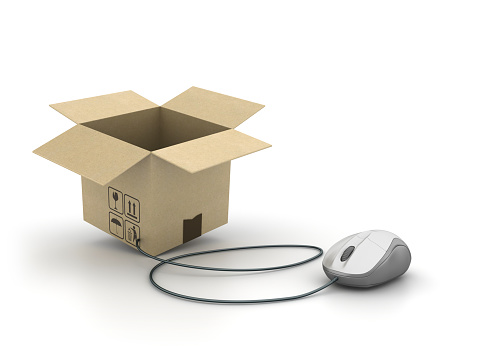 Computer Mouse Container Cardboard Box With Computer Mouse 3d Rendering Stock Photo - Download ...
