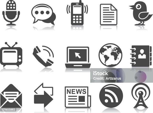 Значки Коммуникации — стоковая векторная графика и другие изображения на тему RSS - RSS, Антенна, Архивная папка