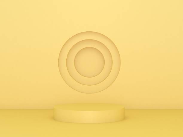 istock 3D Render of Abstract Yellow Composition with Podium 1216559433