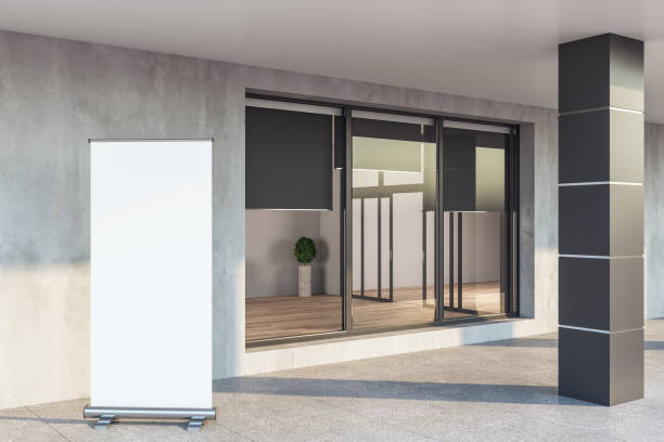 istock Modern apartament house with blank poster. 1216561694