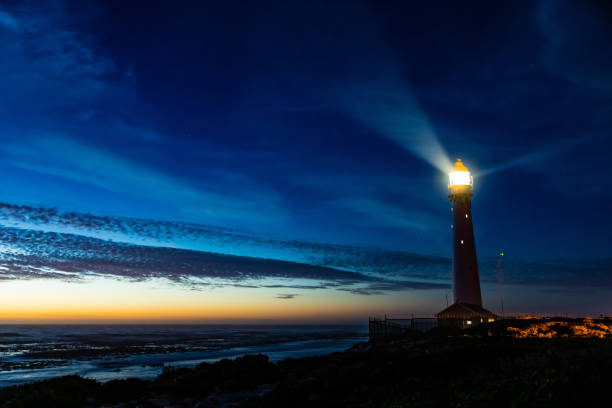 Slangkop Lighthouse near the town of Kommetjie in Cape Town South Africa at Sunset Slangkop Lighthouse near the town of Kommetjie in Cape Town, South Africa at Sunset kommetjie stock pictures, royalty-free photos & images