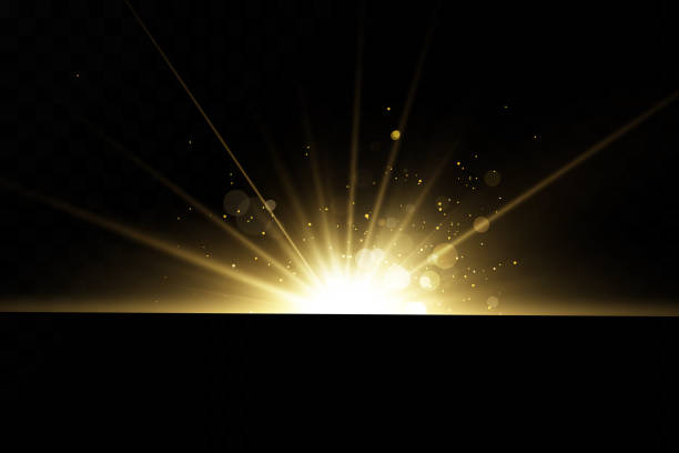 istock Set of golden light effects. Flashes and glares. Bright rays of light. Glowing lines. Vector illustration. Christmas flash. dust. 1216563490
