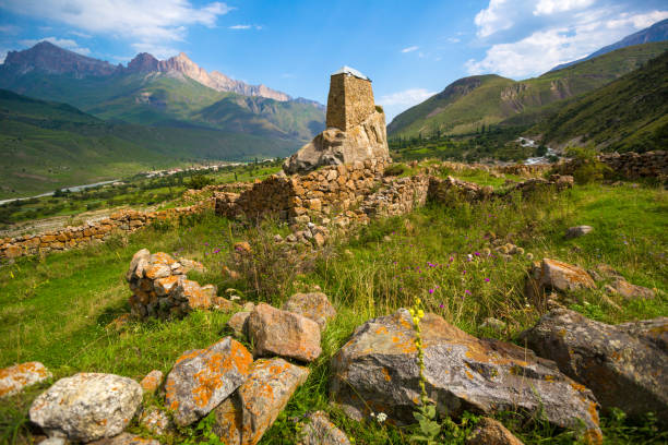 istock Old stone tower in Caucasus Mountains 1216565373