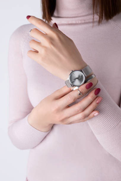 istock Womans hands with silver jewelry and accessories. 1216566883