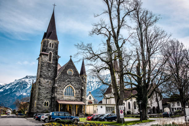 istock Beautiful Medieval Gothic Churches In Interlaken, Switzerland 1216567286
