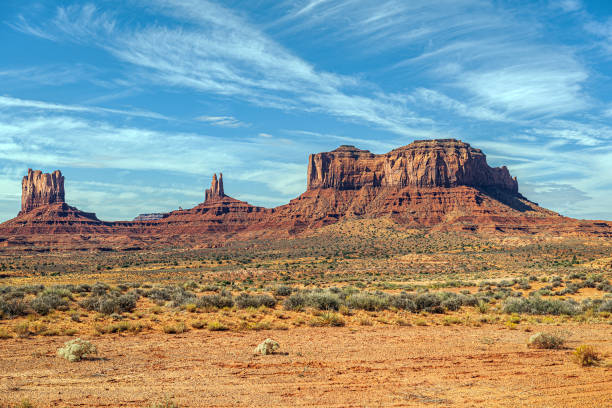 Beautiful Monument Valley Tribal Park from valley floor, Utah, Southwest USA. Beautiful Monument Valley Tribal Park from valley floor, Utah, Southwest USA.Nikon D3x west mitten stock pictures, royalty-free photos & images