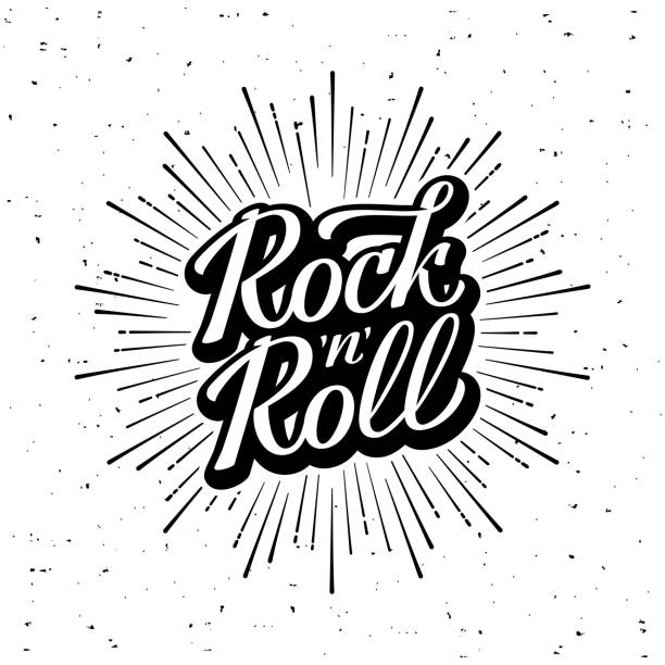 illustrazioni stock, clip art, cartoni animati e icone di tendenza di illustrazione di rock and roll lettering white vector - rock and roll