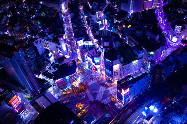 istock A night neon town in Shibuya Tokyo high angle wide shot 1216575708