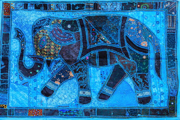 istock Elephant's design rug - handmade, colorful souvenirs from India 1216579787