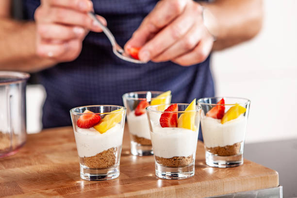 white plate with strawberries and mango. Lifestyle food