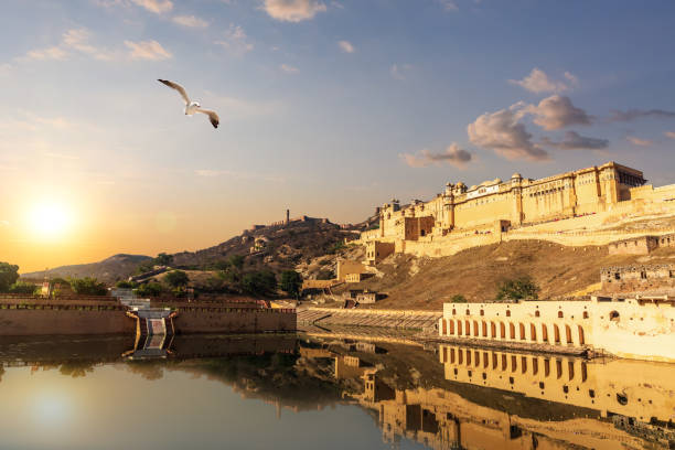 istock Amber Fort at sunset, beautiful view, Jaipur, India 1216582171