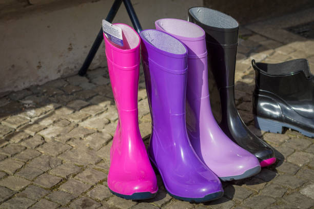 istock Five colorful pairs of rubber boots 1216583504