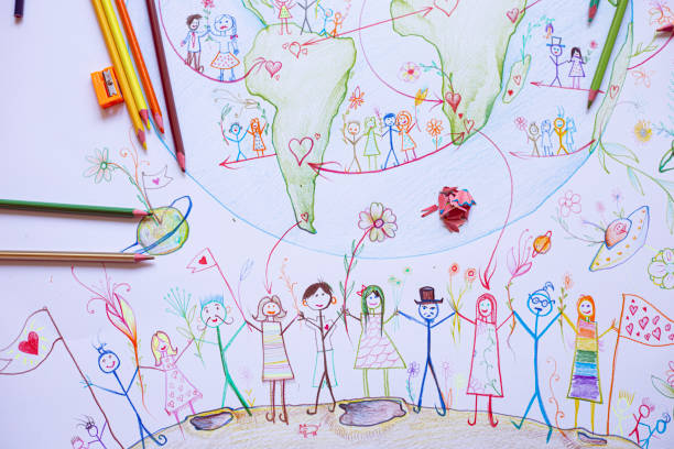 istock People around the world sharing love, children's drawing 1216583636
