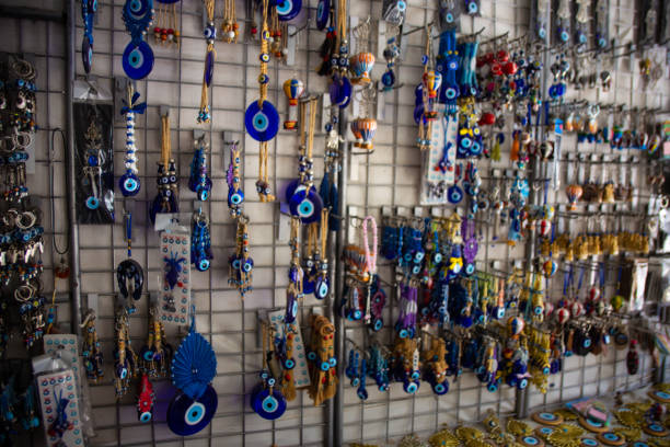 istock Evil eye beads in various sizes and sizes and on the shelves. 1216586538