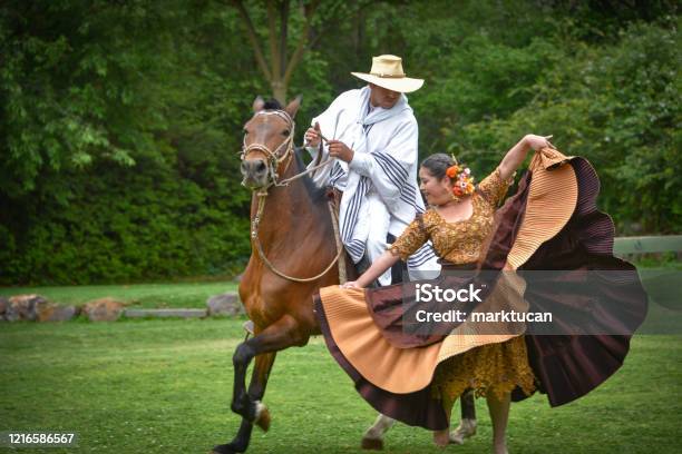 A Traditional Peruvian Paso Horse And Marinera Dance Demonstration At A Hacienda In The Sacred Valley Cusco Peru Stock Photo - Download Image Now