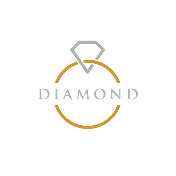 Ring logo design concept, flat design Logo design related to ring or jewelry, flat and simple style diamond ring stock illustrations