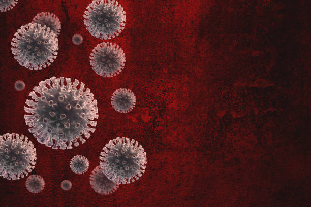 Corona Virus In Red Background stock photo