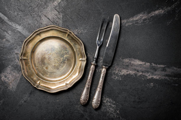istock Antique silver-plated cutlery or silverware 1216589767