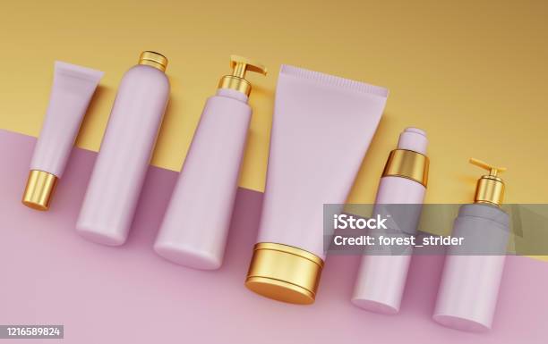 Set Of Health Care Cosmetics Template Stock Photo - Download Image Now - Merchandise, Make-Up, Skin Care
