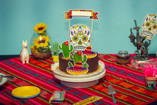 istock Birthday cake with mexican themes and decoration. 1216589915
