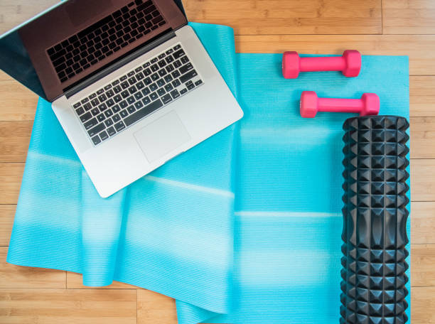 istock at home workout with yoga mat 1216592008