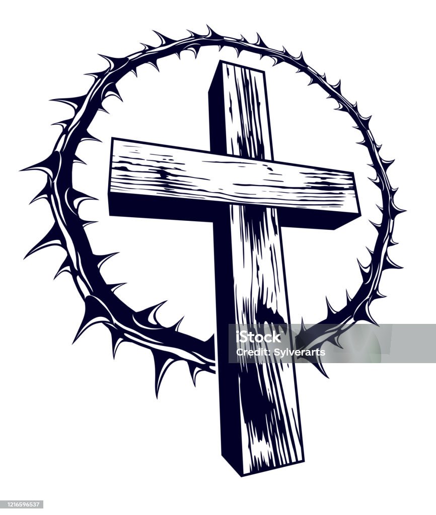 Thánh Giá Kitô Giáo Với Logo Tôn Giáo Vector Gai Đen Hoặc Hình Xăm ...