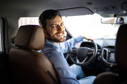 Portrait of driver smiling