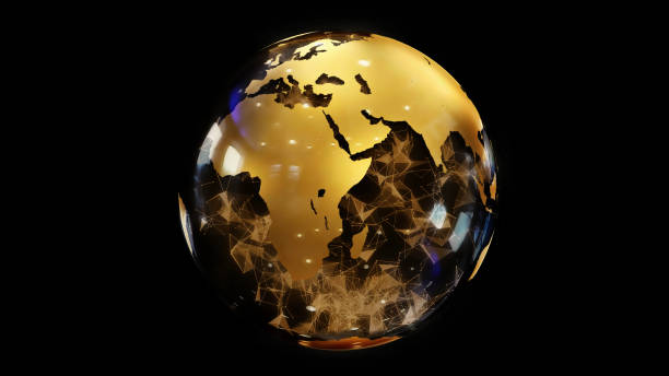 istock 3D rendering of an abstract stylized planet globe. Creative and technological design of planet Earth 1216597862