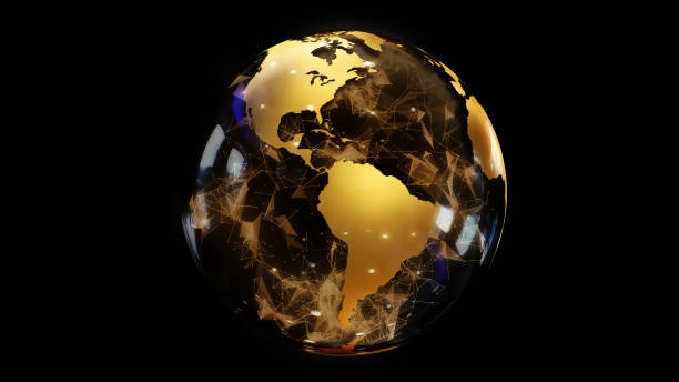 istock 3D rendering of an abstract stylized planet globe. Creative and technological design of planet Earth 1216598295