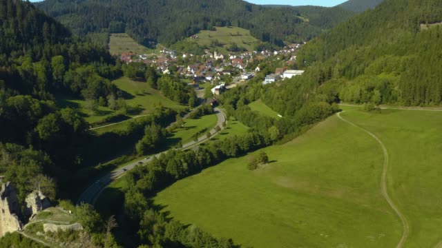 Aerial view of the village Schenkenzell in Germany