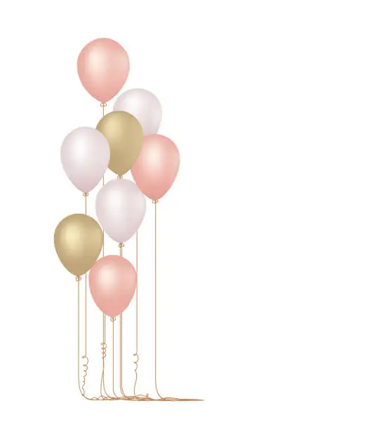 Vector illustration of Vector Illustration of pink balloons isolated on white background.