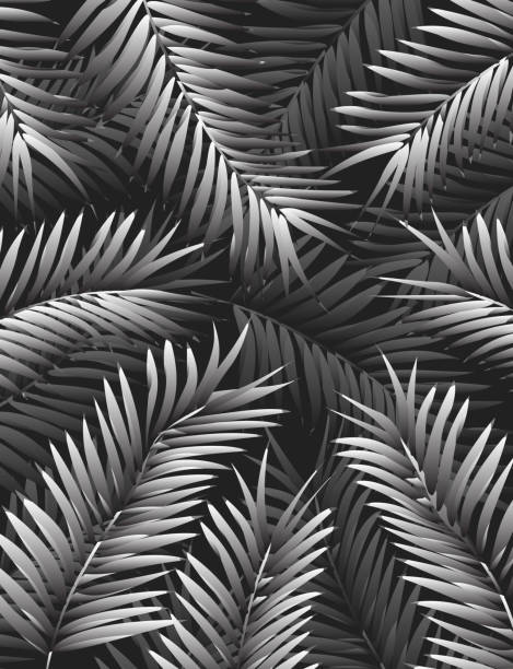 Modern and Elegant Jungle Background Template with Palm Leaves in Forest vector art illustration