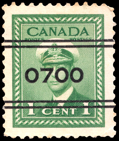 Canada - circa1942: A stamp printed in Canada shows King George VI: 1942-48 \